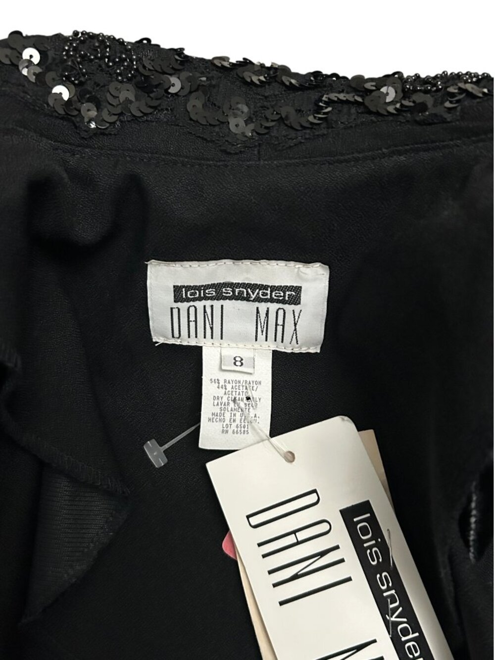 Lois Snyder Dani Max Size 8 Vintage Black Embellished Double Breasted Blazer NWT - Picture 11 of 12